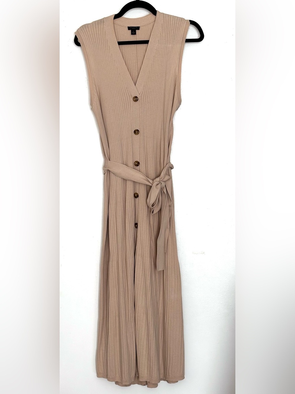 Ann Taylor Ribbed Knit Sleeveless Midi Dress Size LP Petite